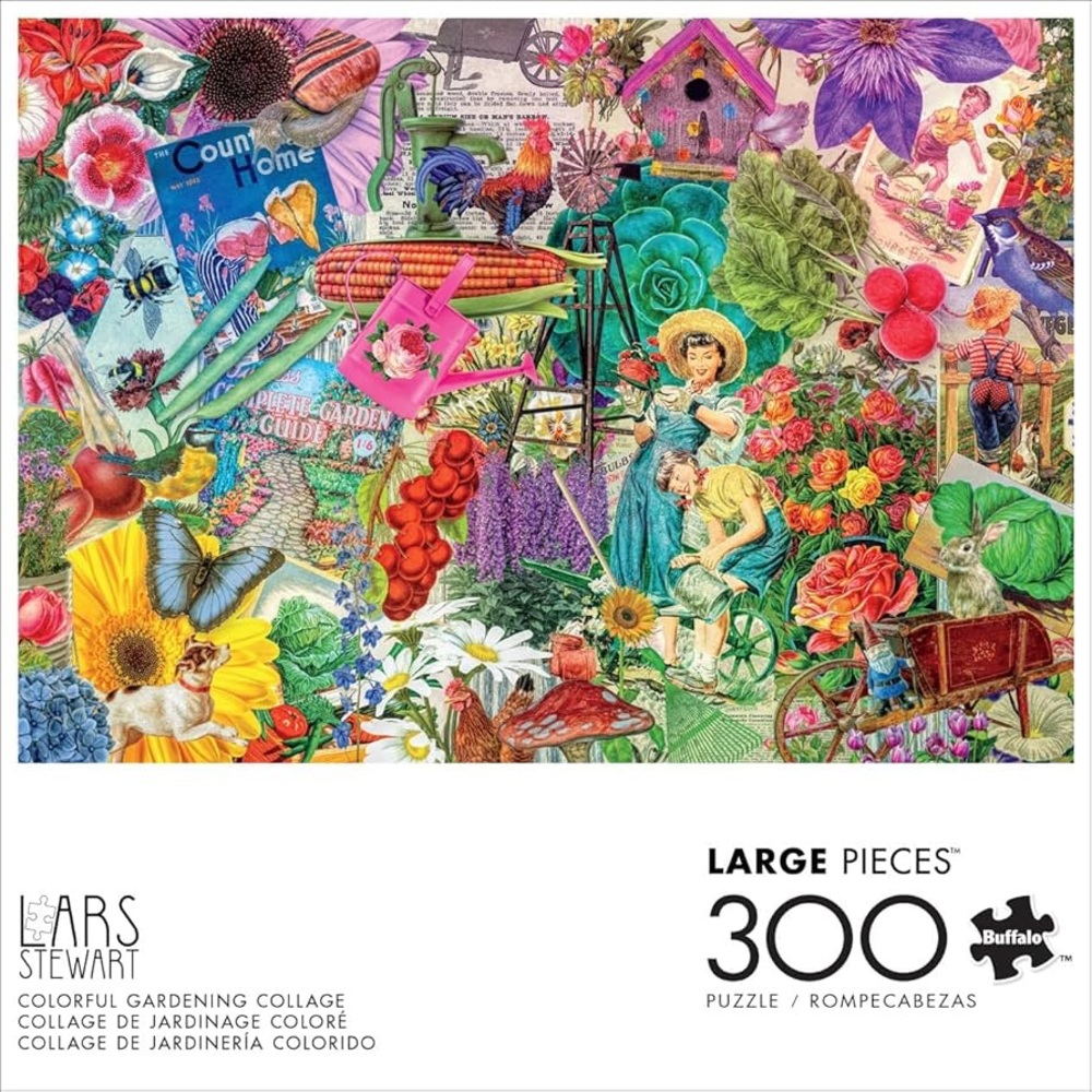 Buffalo Games - Colorful Gardening Collage - 300 Large Piece Jigsaw Puzzle